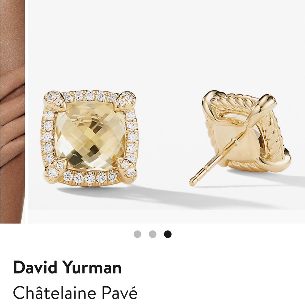David Yurman Gold diamonds Pavé Earrings 8mm. No Back to the earrings. No box